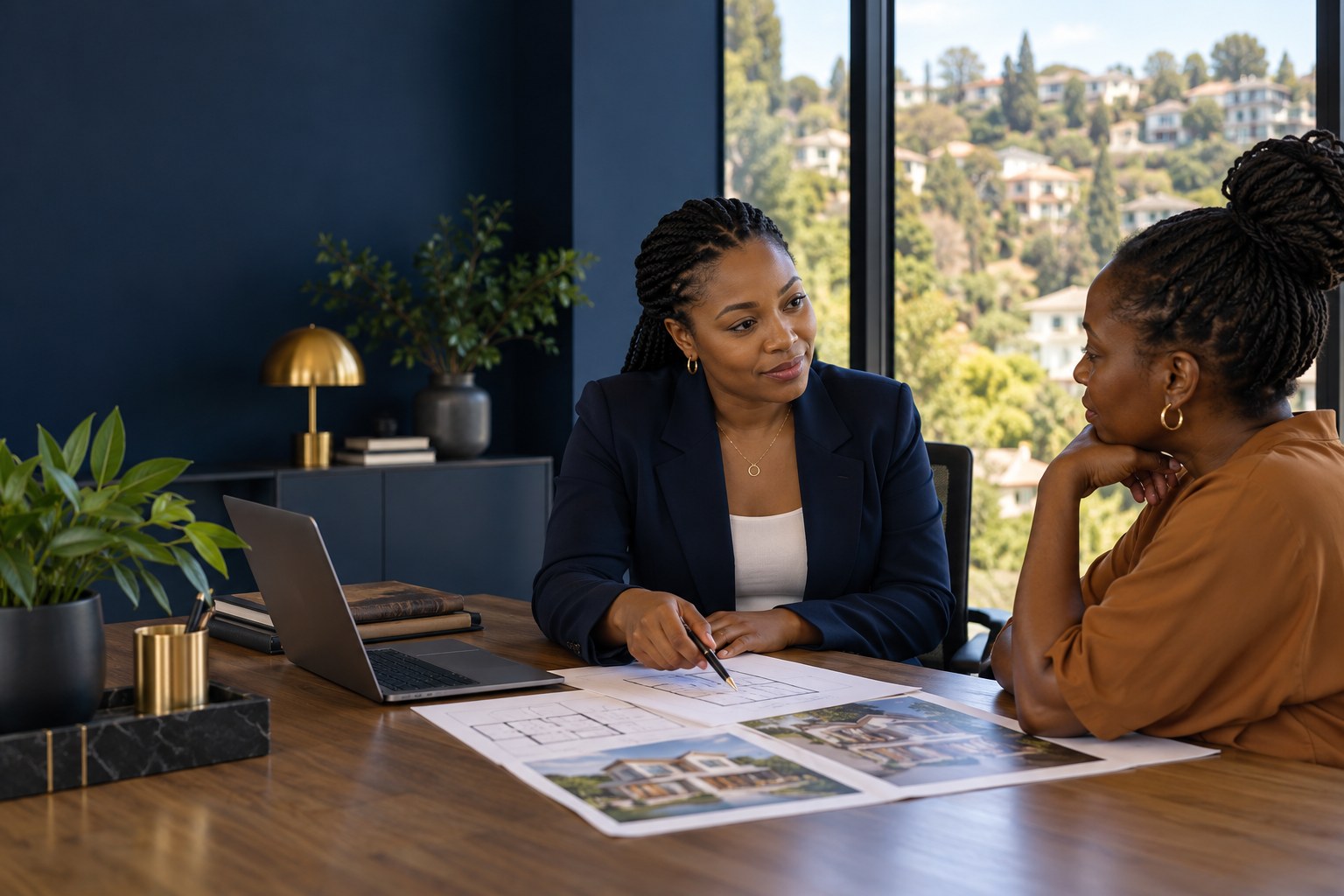Property consultant listening to a client